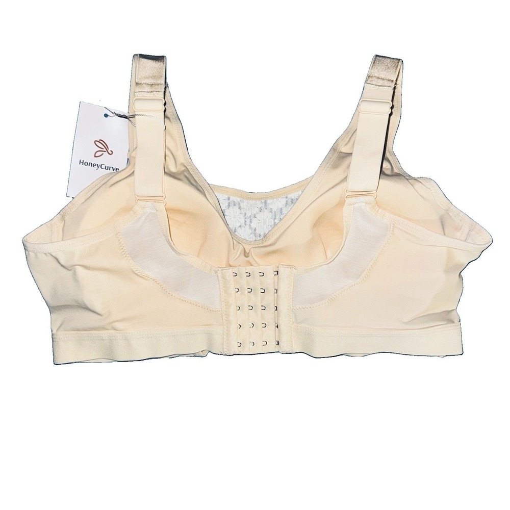 NWT HoneyCurve Custom-Lift Support Bra Padded Beige Floral Lace Wireless XL - Picture 6 of 8